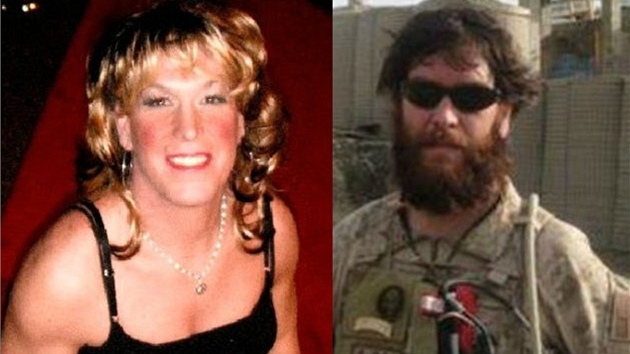 Vlevo Kristin Beck, nov identita Chrise Becka (vpravo na misi v Afghnistnu)