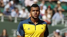 Francouzský tenista Jo-Wilfried Tsonga se skromn raduje z povedené výmny ve