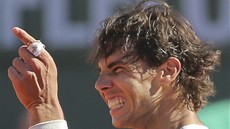 JSEM TAM. panlský tenista Rafael Nadal se kení, práv postoupil do finále