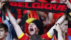 DO TOHO! Belgický fanouek povzbuzuje svj tým v utkání kvalifikace mistrovství