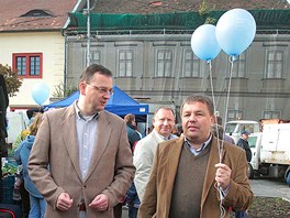 Petr Neas a Petr Tlucho pi návtv Brandýsa nad Labem v  íjnu 2010....