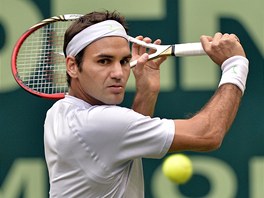 Roger Federer na turnaji v nmeckém Halle
