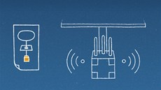 Komunikaní zaízení projetu Google Loon je zaveno pod solárními panely a...