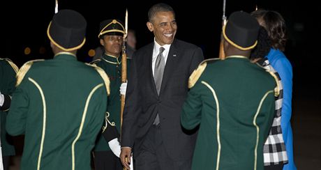 Americký prezident Barack Obama po pistání v Jihoafrické republice (28. ervna