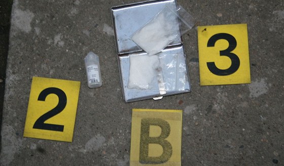 Balíky pervitinu zadrené pi policejním zátahu na dealery drog na Mlnicku