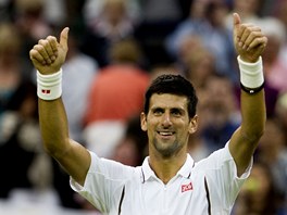 JEDNIKA. Srbsk tenista Novak Djokovi slav postup od 3. kola Wimbledonu.