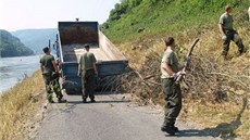 tyiatyicet len roty aktivních záloh pomáhalo vyistit trasu do Dolního