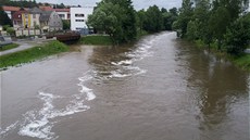 Rozvodnná Sázava v centru Havlíkova Brodu.
