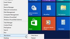 Nabídka s Windows Server "Blue," která se objeví po kliknutí pravým tlaítkem