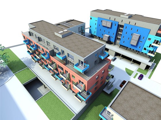 Nkteré byty budou mít vlastní terasy i balkony. V suterénu pak obyvatelé...