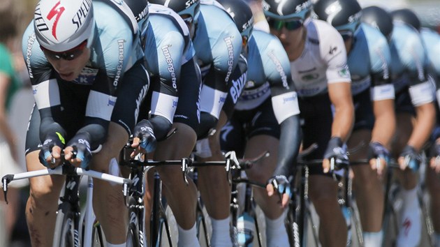 Cyklisté stáje Omega Pharma-Quick Step v asovce drustev na Tour de France,