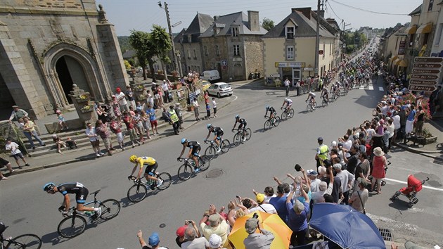Cyklistick peloton bhem 10. etapy Tour de France.