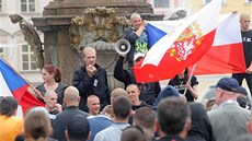 Při sobotní demonstraci se na náměstí Přemysla Otakara II. podle policie sešlo Při sobotní demonstraci se na náměstí Přemysla Otakara II. podle policie sešlo