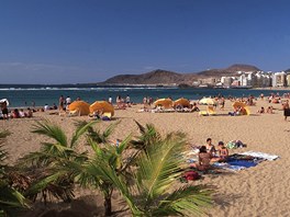 Playa de las Canteras, Las Palmas, kanárský ostrov Gran Canaria. Oblíbená, asi...