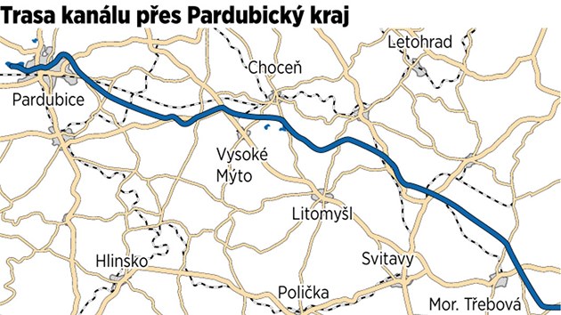 Koridor prplavu D-O-L se odpojuje z Labe v blzkosti pardubick mstsk sti Hrka, Pardubick kraj opout u Vranov Lhoty na Moravskotebovsku.