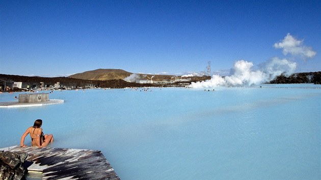 Modr laguna na poloostrov Reykjanes