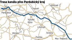 Koridor prplavu D-O-L se odpojuje z Labe v blízkosti pardubické mstské ásti