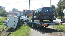 Havarovaný transport aut ve Vysokém Mýtě Havarovaný transport aut ve Vysokém Mýtě