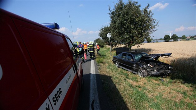 O nkolik set metr dle havarovala dal auta, idii pravdpodobn nedvali pozor a sledovali por pole