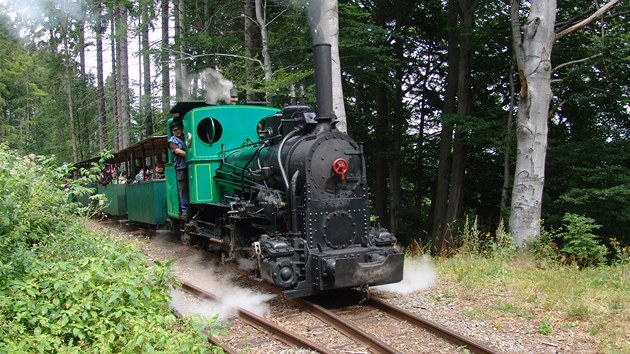 Divci mohou obdivovat parn lokomotivu, kter byla vyrobena vroce 1918 vrakouskm Linzi. Vyfoceno v roce 2011.