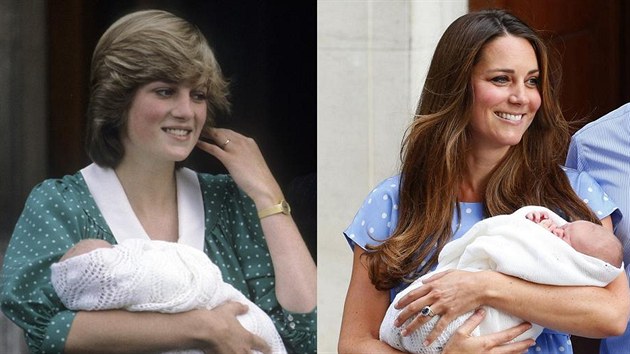 Princezna Diana a vvodkyn Kate pi odchodu z porodnice (1982 a 2013)