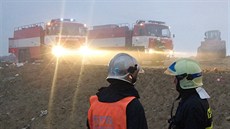 Požár skládky v Bratčicích na Brněnsku Požár skládky v Bratčicích na Brněnsku