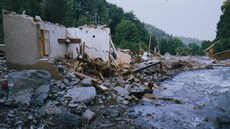 Povodn v Kounov u Dobruky v roce 1998.
