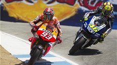 Marc Márquez a Valentinino Rossi na okruhu v Laguna Seca