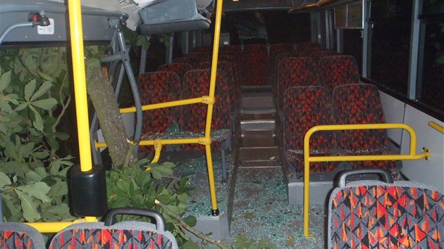 V Zastvce spadl strom na autobus, hasii museli povolat jeb.