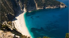 Pláž Myrtos, Kefalonie, Řecko Pláž Myrtos, Kefalonie, Řecko