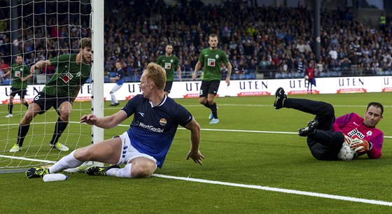 Momentka ze zápasu Strömsgodset . Jablonec ze srpna 2013.