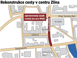 Rekonstrukce cesty v centru Zlna