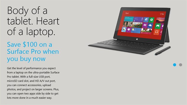 Microsoft doasn zlevnil tablet Surface Pro.