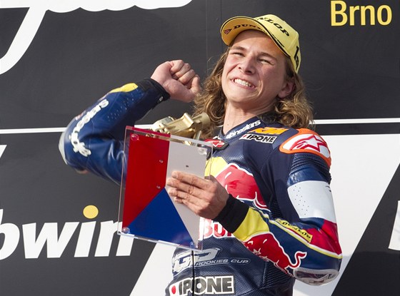 Karel Hanika, vítz Rookies Cupu pi Velké cen eské republiky.