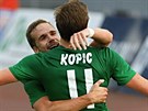 Jabloneck Jan Kopic se raduje z glu proti Betisu Sevilla v utkn play-off...