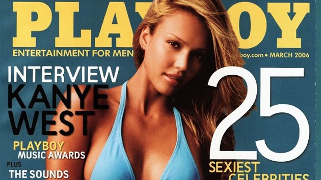 Americk hereka Jessica Alba se na oblce Playboye skvla v beznu 2006.