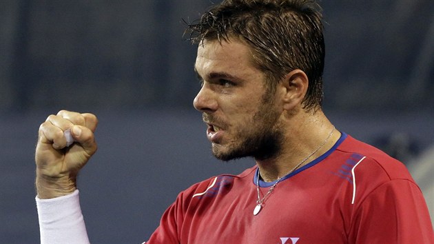 VÝHRA. Stanislas Wawrinka slaví vítzství nad Radkem tpánkem v prvním kole US...