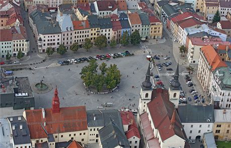 Letecký pohled na jihlavské Masarykovo námstí ze dne 5. záí 2013.