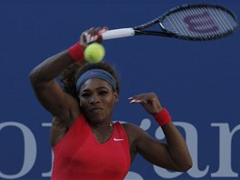 Americk tenistka Serena Williamsov bojuje ve finle US Open.