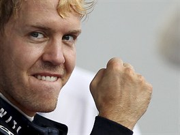 Sebastian Vettel se raduje z triumfu ve Velké cen Itálie.