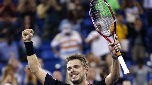 vcarsk tenista Stanislas Wawrinka slav postup do tvrtfinle US Open.