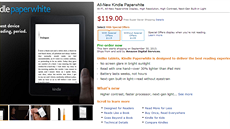 Za 119 dolar je k pedobjednání nový Kindle Paperwhite s reklamními sdleními,...