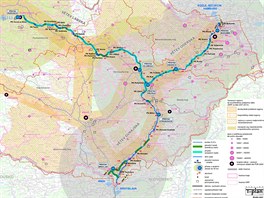 Kanl Dunaj-Odra-Labe. Mapa, kudy by ml kanl vst.