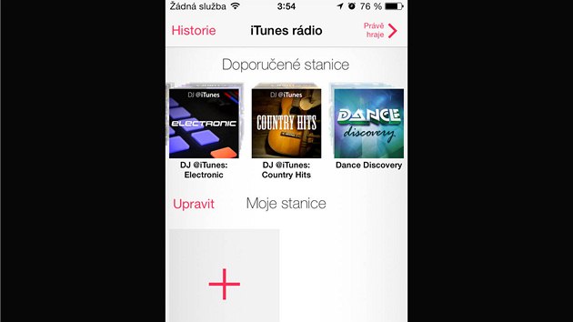 iOS 7 pro iPhone: iTunes rdio pro poslech streamovan hudby