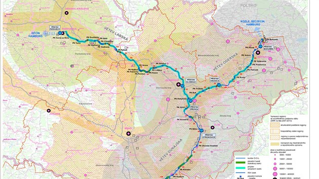 Kanl Dunaj-Odra-Labe. Mapa, kudy by ml kanl vst.