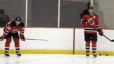 Jaromír Jágr a Patrik Eliáš na tréninku New Jersey. Jaromír Jágr a Patrik Eliáš na tréninku New Jersey.