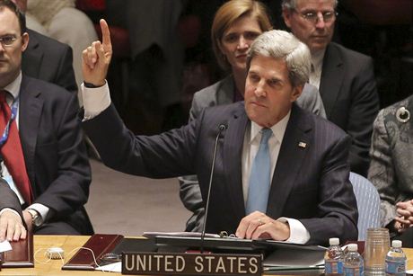 Americký ministr zahranií John Kerry hlasuje pro schválení rezoluce v Rad...