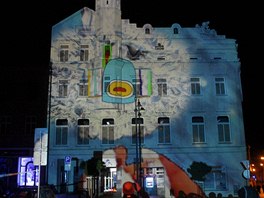 Videomapping na olomouckém Dolním námstí. 