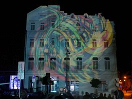 Videomapping na olomouckém Dolním námstí. 