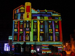 Videomapping na olomouckém Dolním námstí. 